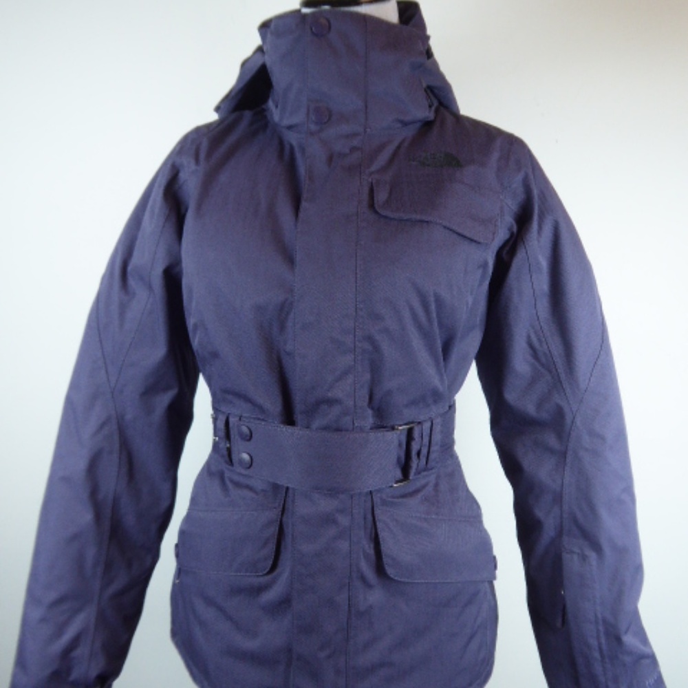 THE NORTH FACE DOWN PUFFER purple hooded HYVENT 550 JACKET COAT XS